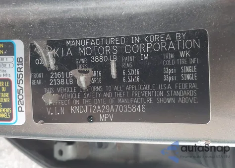 2010 Kia Soul + z USA, uszkodzony, nr VIN KNDJT2A29A7035846